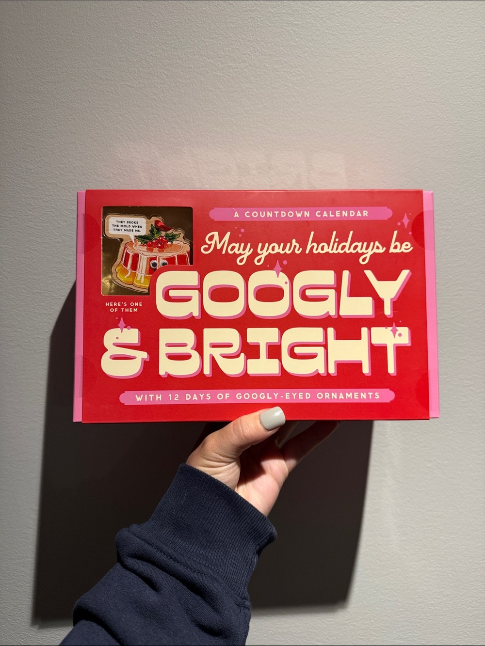 12 Days of Googly-Eyed Ornaments Holiday Box - Red & Cream